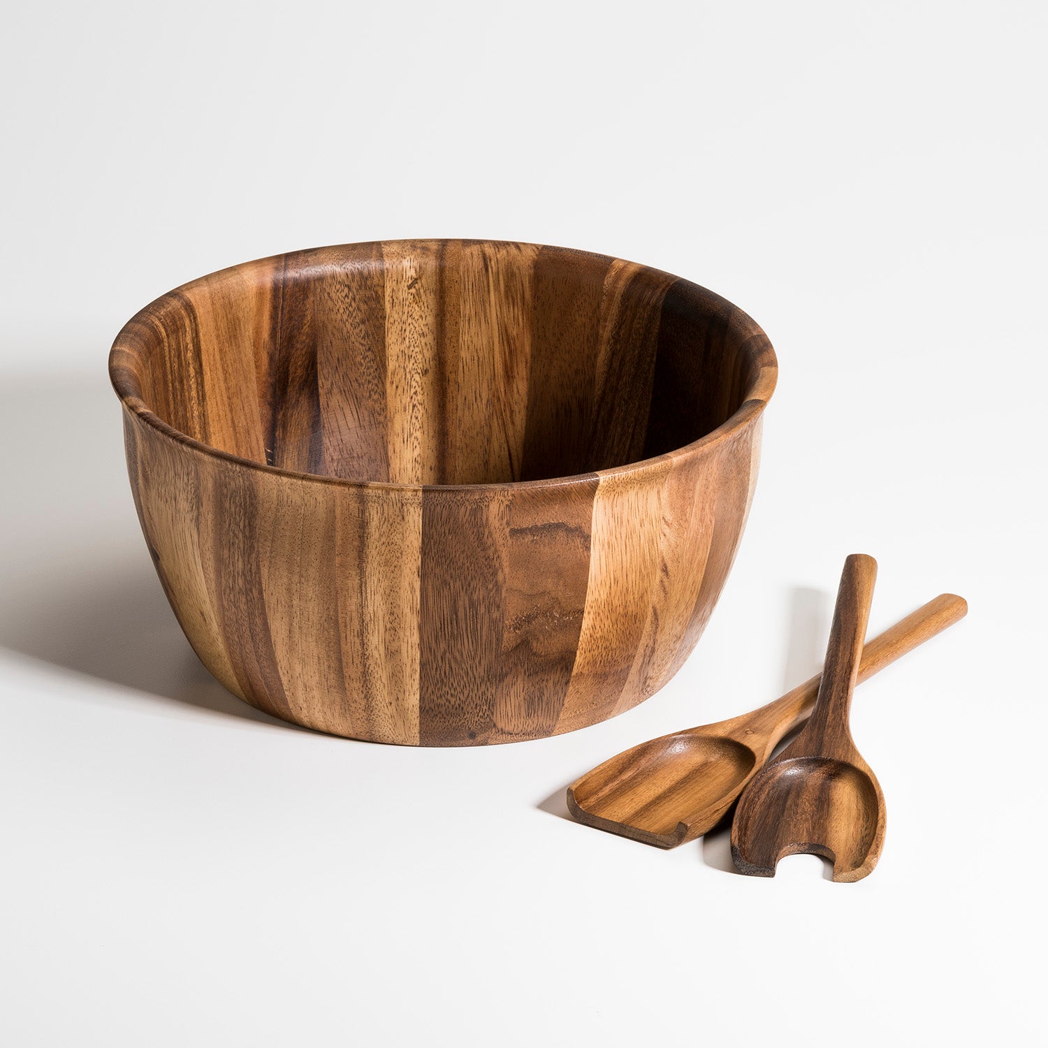 Soro Xtra Large Acacia Wood Salad Bowl with Servers — Rustic Farmhouse Entertaining